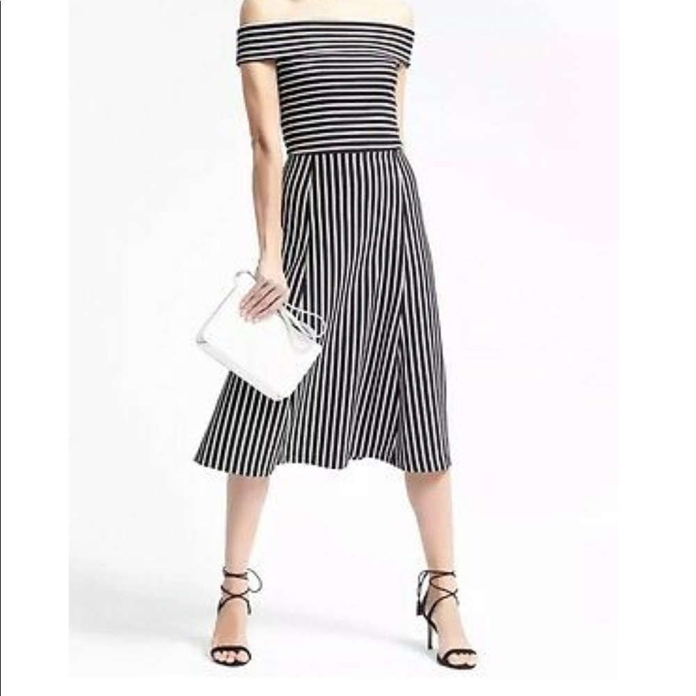 Banana Republic black and white stripe midi dress